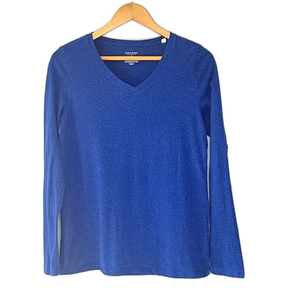 SONOMA LIFE + STYLE (Kohl's) Blue Long Sleeve V-Neck Casual T-Shirt size M